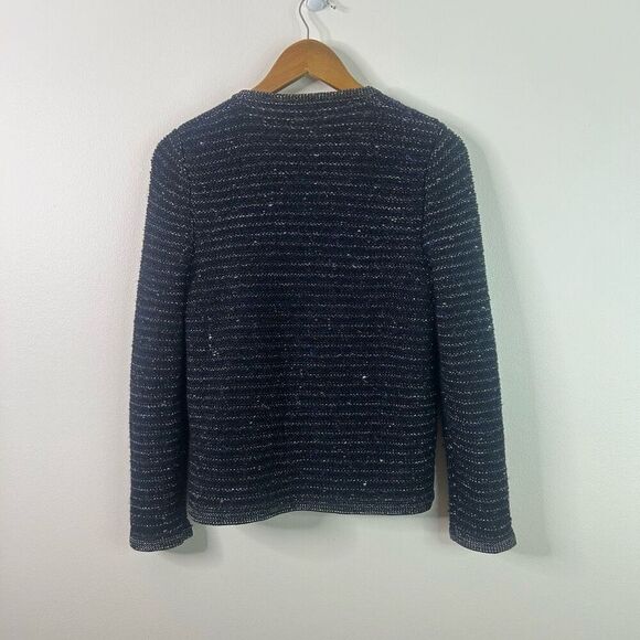 Amina Rubinacci Blue Long Sleeve Knit Wool Cashmere Blend Cardigan Women's Sz 44 - Picture 8 of 12